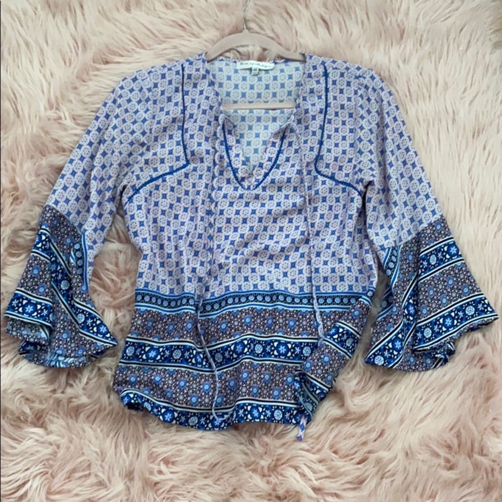 Blue purple and pink blouse